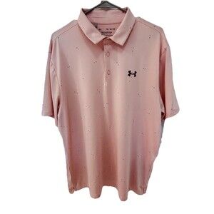 UNDER ARMOUR GOLF PLAY-OFF LA CASIMA BABY PINK PATTERN GOLF SHIRT‎ XL